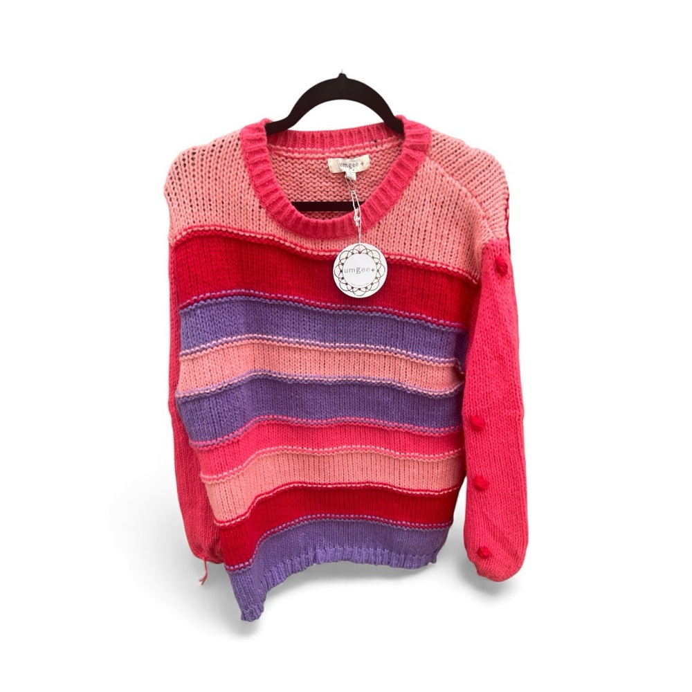 NWT Umgee Pink and Purple Striped Sweater Size X Large